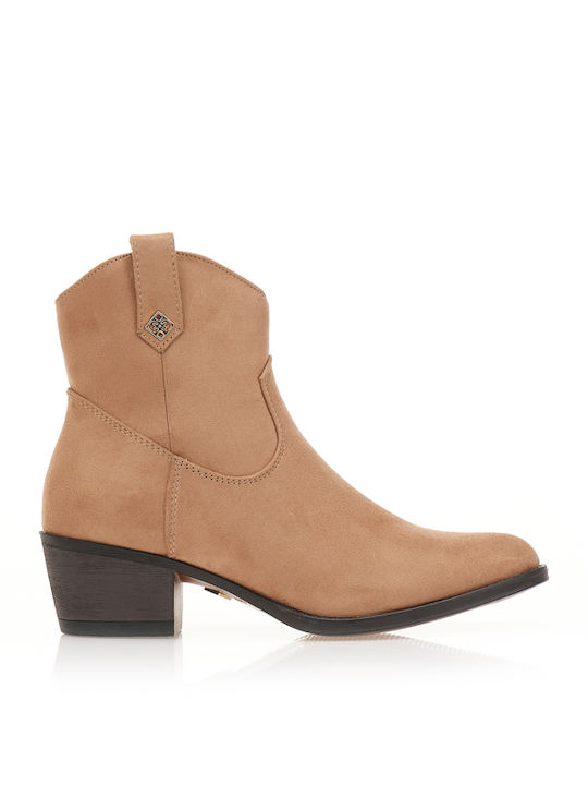Tsoukalas Suede Women's Cowboy Ankle Boots Cigar