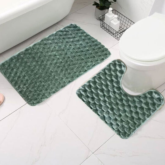 SpitiBazaar Σετ Πατάκια Μπάνιου SD-3967 Τιρκουάζ 2τμχ