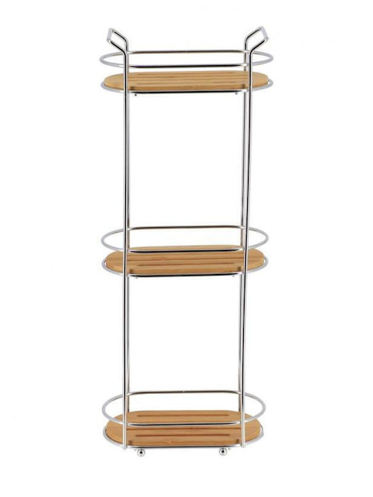 Atmosphera Wall Mounted Bathroom Shelf Bamboo 25x14x63cm Silver