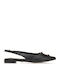 Synthetic Leather Pointy Slingback Ballerinas Black