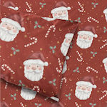 Pair of Christmas Pillow Cases Santa Claus Red