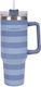 Flamingueo Handled Tumbler Stainless Steel Thermos Bottle 1.18L Blue with Straw and Handle