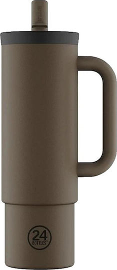 24Bottles Stainless Steel Thermos Bottle BPA Free 800ml Mocha with Straw