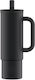24Bottles Glass Thermos Stainless Steel BPA Free 800ml Tuxedo Black with Straw