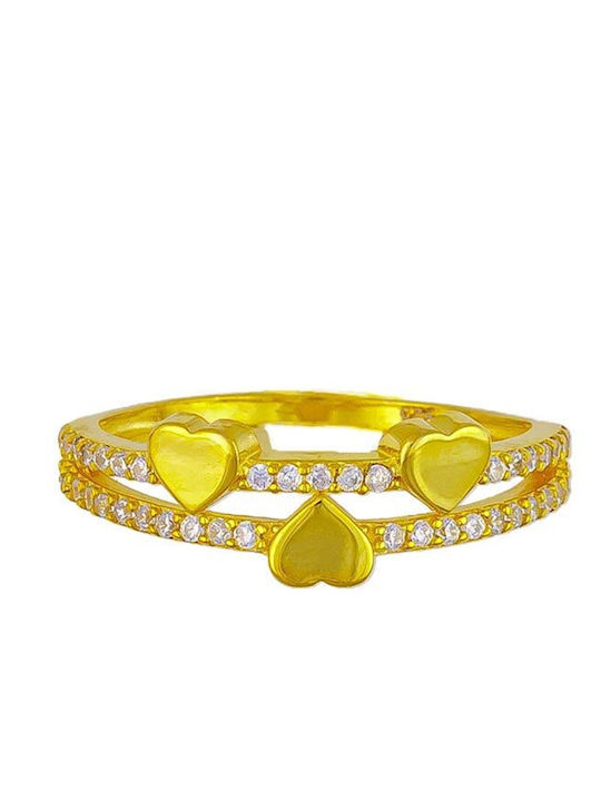 Excite-Fashion Ring with Zircon made of Silver Gold Plated