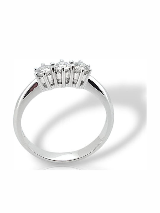 Mentzos Ring with Diamond made of White gold 18K