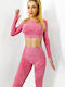Leggings Pentru Instruire Set Femei Cu Colanți Cropped Push Up Roșii