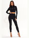 Leggings Pentru Instruire Set Femei Cu Colanți Cropped Negri