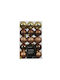 Christmas Tree Ornaments Set of 30 Polystyrene Balls 6cm Brown Gold Shiny-matt-glitter Decoris