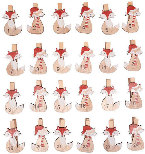 Rayher Wooden Craft Decoration Clothespins Fox 24 pcs