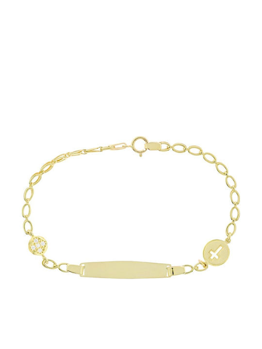 Senzio Belibasakis Kids Bracelet ID from Gold 9K with Stones