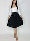 Piele Plisat Midi Fustă Black