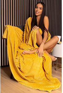 Cotton Market Κουβέρτα Fleece Υπέρδιπλη 220x240εκ. Mustard