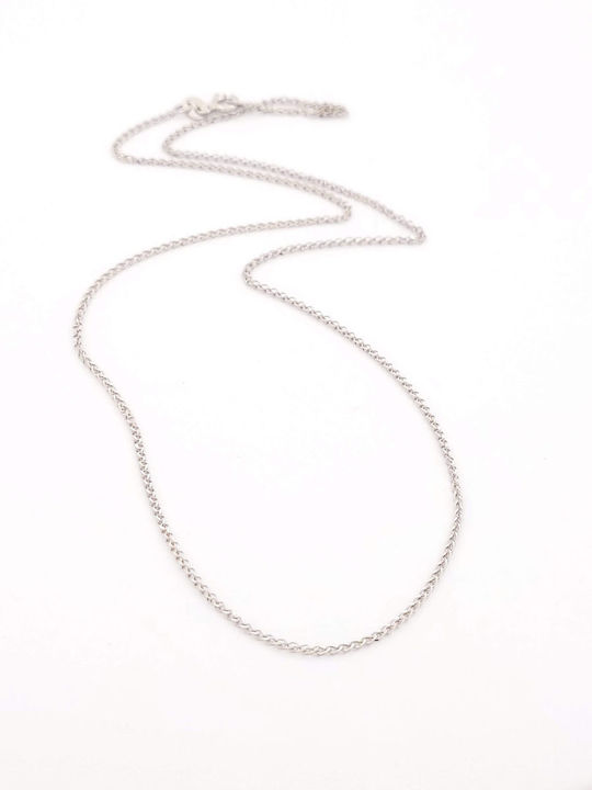 Al'Oro White Gold Chain Neck 9K Thin Thickness 1mm and Length 40cm