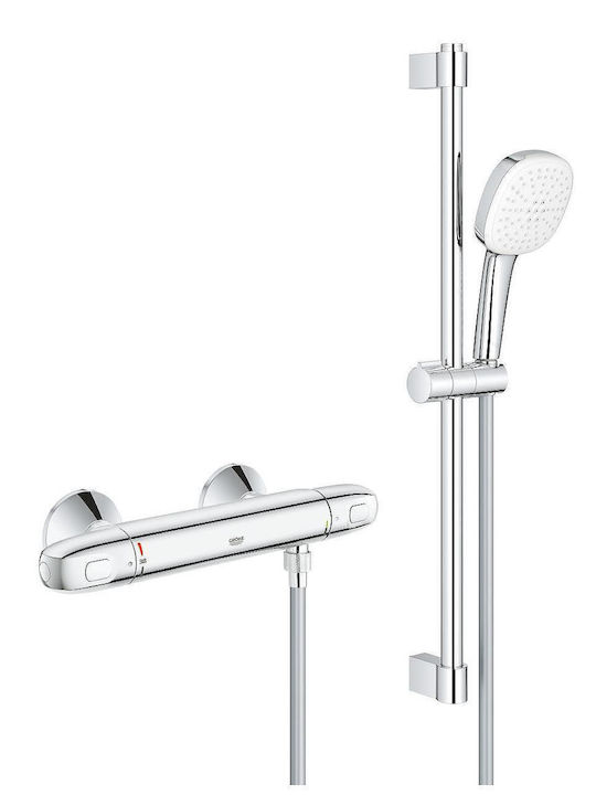 Grohe Grohtherm 1000 Αναμεικτική Μπαταρία Ντουζιέρας Θερμοστατική Πλήρες Σετ