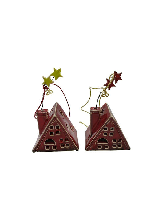 Rozos Ceramics Handmade Hanging Lucky Charm Home Red Ceramic 6x10cm 1pcs