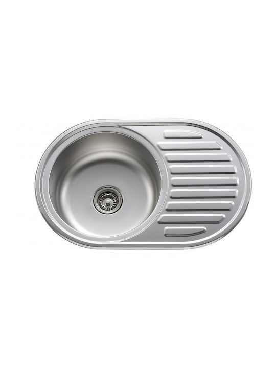 Inter Ceramic Drop-In Küchenspüle aus Flüssiger Granit M77xP18cm Silber
