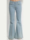 Hoch tailliert Damenjeans Schlaghose