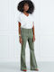Women's Fabric Trousers Flared Khaki