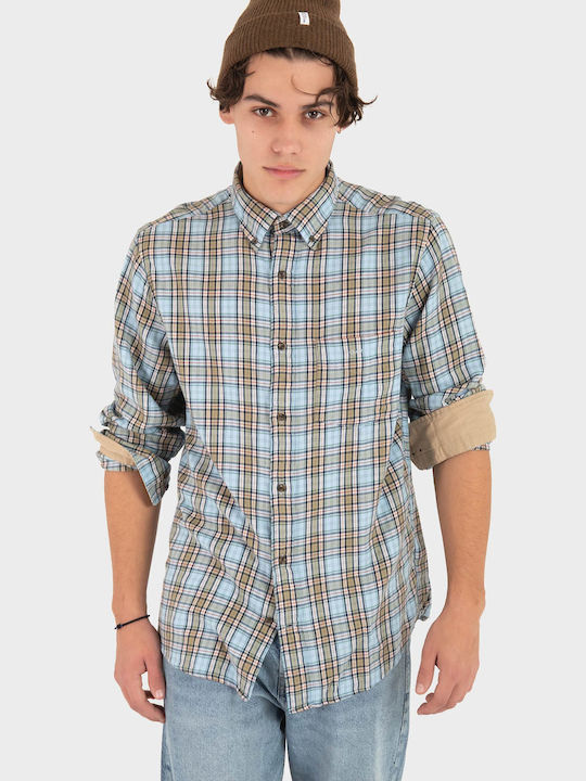 Langärmlig Flanell Hemd Geprüft Light Blue