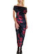 Maxi Abendkleid Samt Multicolour