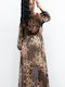 Sommer Maxi Hemdkleid Kleid Brown