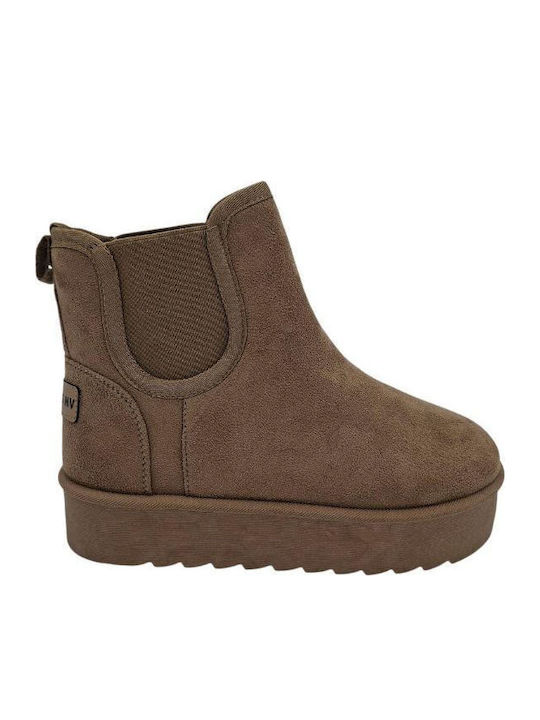 Envie Shoes Women's Ankle Boots with Fur Brown