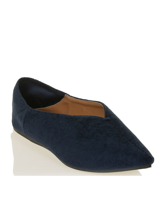 Wildleder Damen Ballerinas Spitz zulaufend Blau