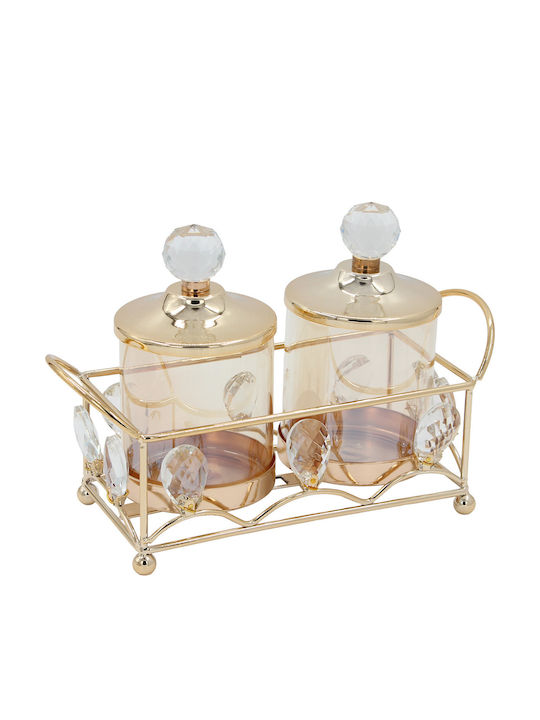 Keskor Candle Holder Metal in Gold Color 23x16x10cm 1pcs