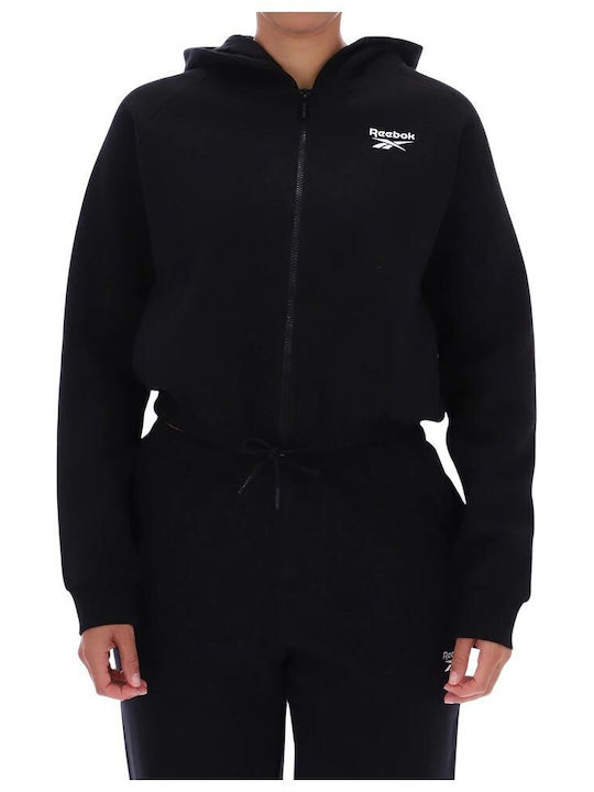 Cropped Women's Sweatshirt Jacket Hooded Black