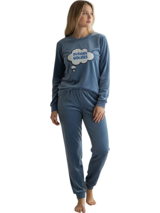 Little Unicorn Winter Women's Pyjama Set Blue