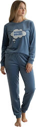 Little Unicorn Winter Damen Pyjama-Set Blue