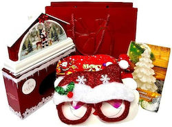 Secret Santa Paket Hausförmige Dekoration Mit Weihnachtsmann Lustige Thematische Brillen Weihnachtsbaum Kerze In Einer Geschenk-Tasche 23x18cm
