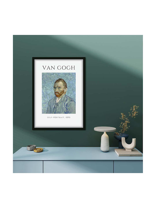 Poster Van Gogh Self-Portrait Art005 30cm X 40cm Frame Dark Natural Wood Brown