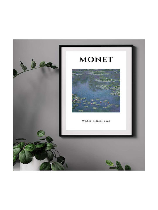 Poster Monet Waterlillies Art013 30cm X 40cm Κορνίζα Σκούρο Φυσικό Ξύλου Καφέ
