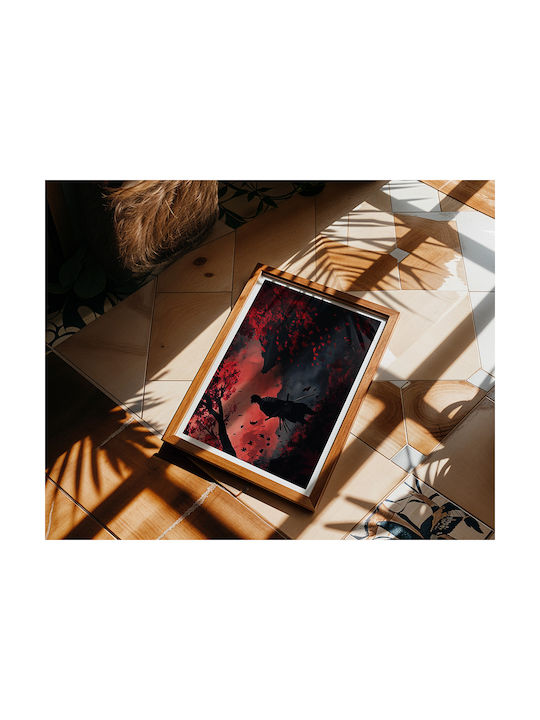 Gaming Poster Ghost Tsusima Autumn Dusk Gm2362 30cm X 40cm Frame Dark Natural Wood Brown