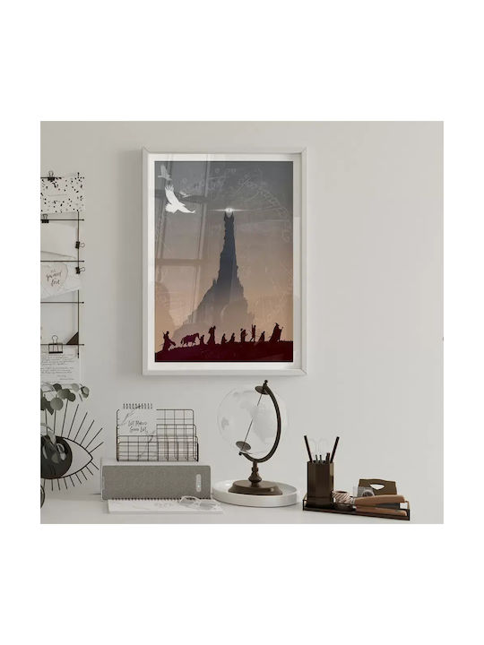 Poster Lord Rings Mountain Journey Mv129 40cm X 50cm Frame Dark Natural Wood Brown