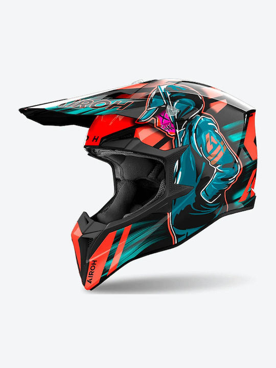 Airoh Wraaap Cyber Orange/Blau Motorradhelme Mo...