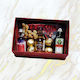 Happy Gift Package Elegant Red Box A Selection Miniature Alcoholic Beverages Pralines Spicy Nuts