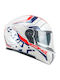 CGM C-Max City 569G Blue / Bianco / Rosso Motorcycle Helmet Flip-Up ECE 22.06 1600gr with Sunvisor