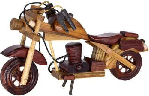 Harley Retro Motorcycle Wooden Model Red 26x4x14cm