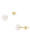 9K Gold Earrings White Silicone Clasp Pearls 7 Millimeters F126753k9