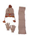 Kinder Mütze Set Gestrickt Braun