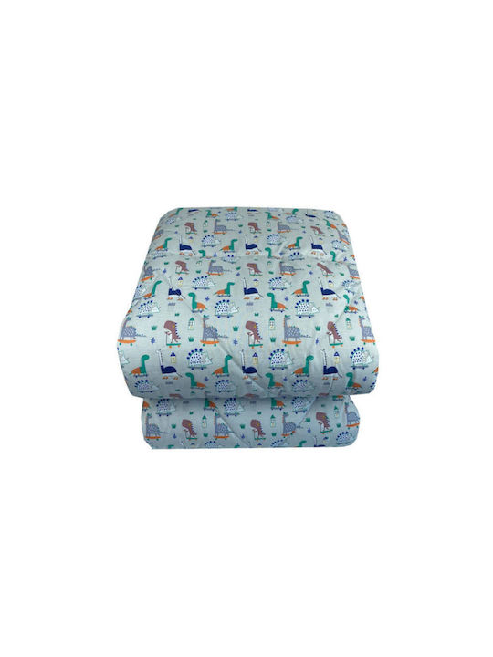 Astron Italy Pătură Pentru Copii Simplă Dino Pe Skateboard Albastră 160x240 cm