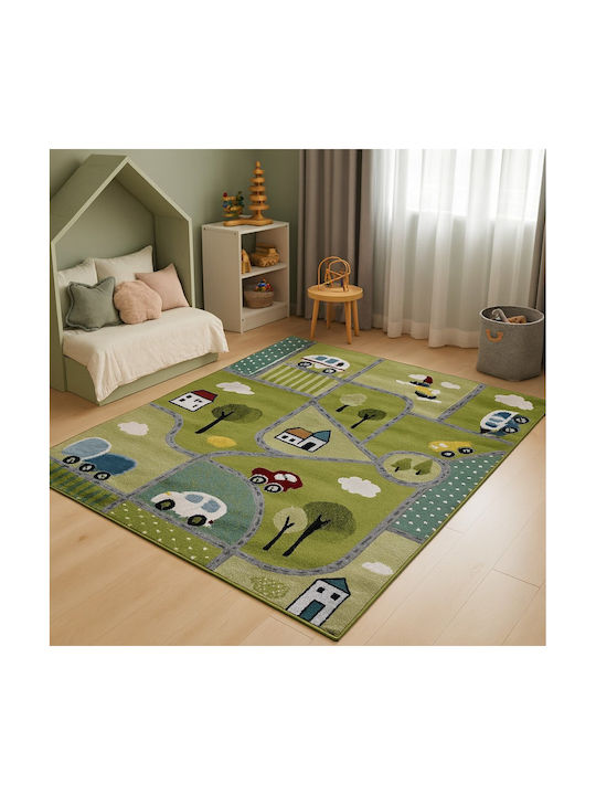 Saray Home 3d City Adventure Παιδικό Χαλί Πράσινο 80x150cm