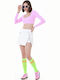 Damen Crop Top Langarm Pink