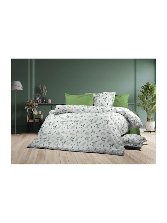 Dimcol Παπλωματοθήκη Βαμβακερή Μονή 160x240 Μυρτώ 351 Green 351