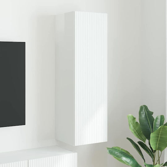 Висулка Шкаф За Дневна От ПДЧ Блестящ Бял 30x31x100см