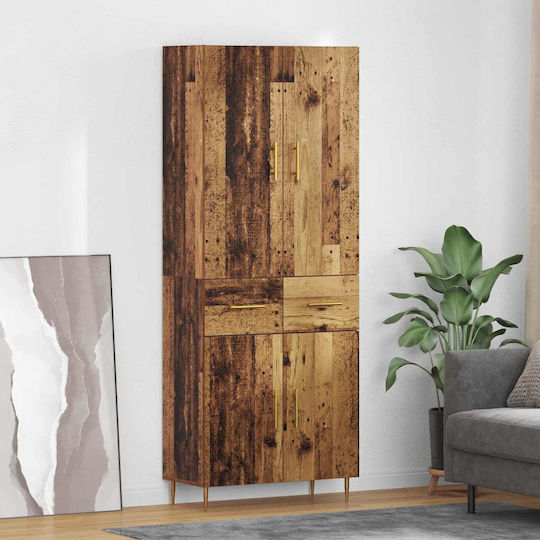 Βιβλιοθήκη Highboard Παλιό Ξύλο 69.5x34x180εκ.