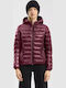 Short Women's Puffer Jacket for Winter Wine Red